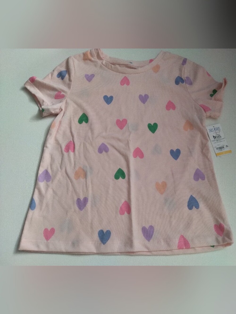 365 Kids Garanimals Girls Short Sleeve Tee  all-over Heart print Size 7 New